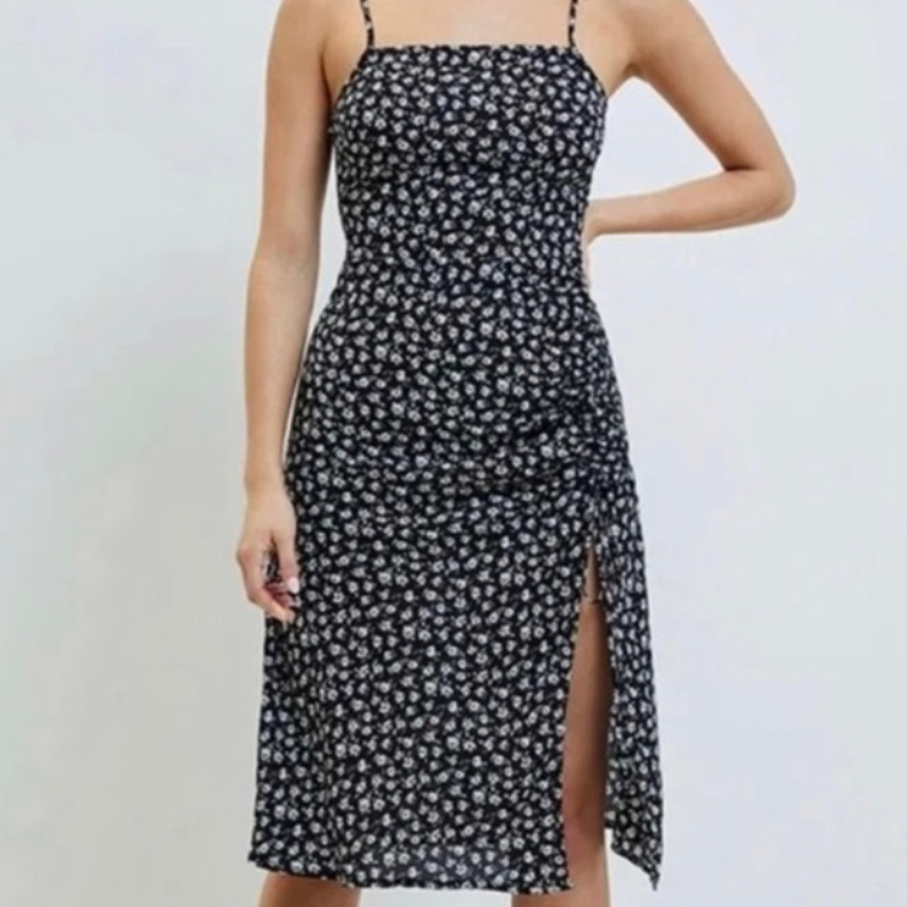 Black and White Floral Midi Dress